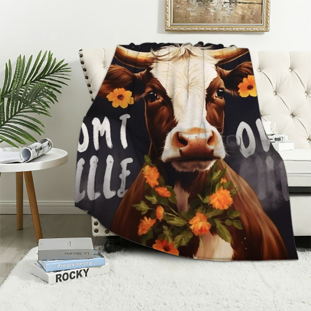 ARISTURING Highland Cow Blanket Cute Cow Print Plush Throw Blanket ...