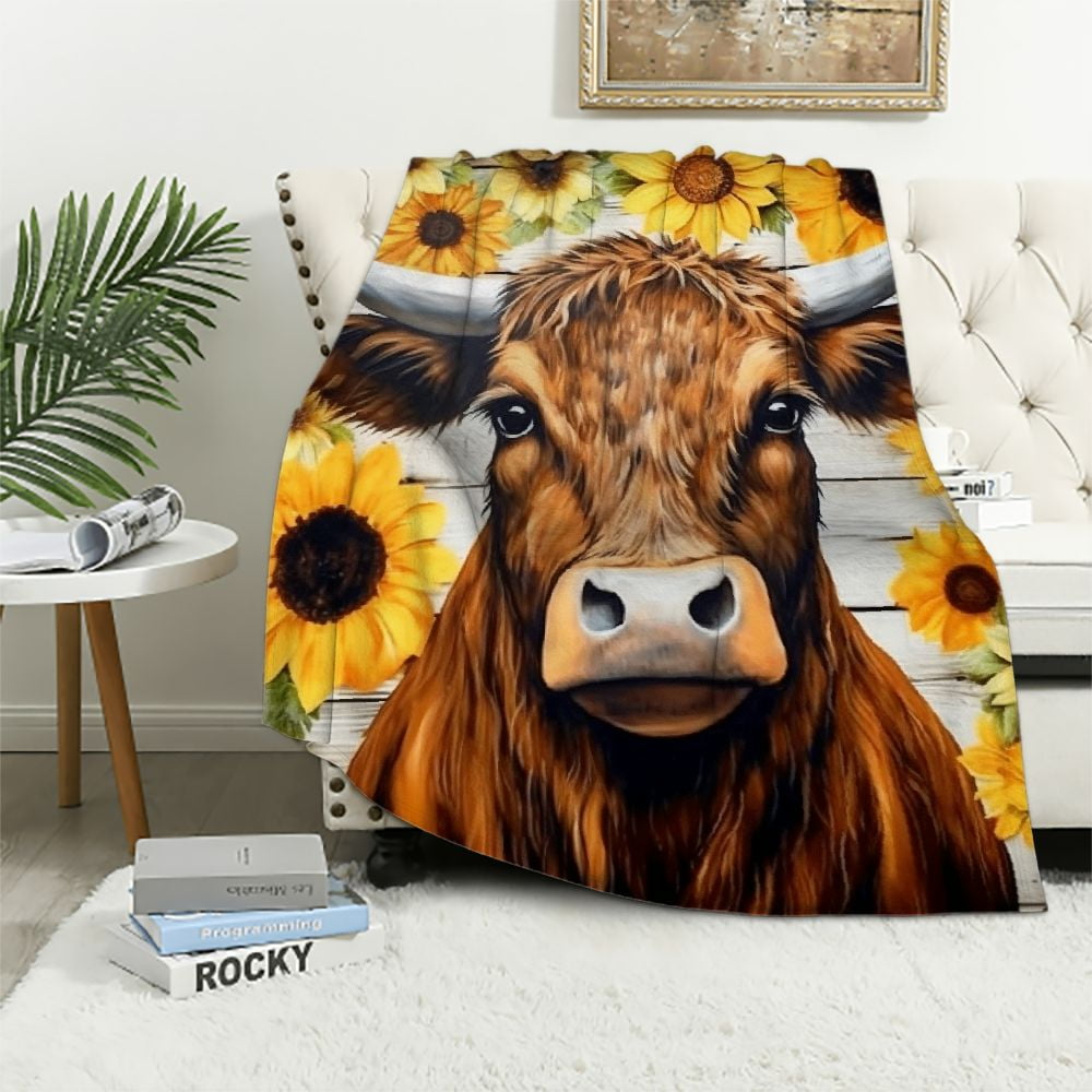ARISTURING Highland Cow Throw Blankets, Farm Animal Highland Cattle