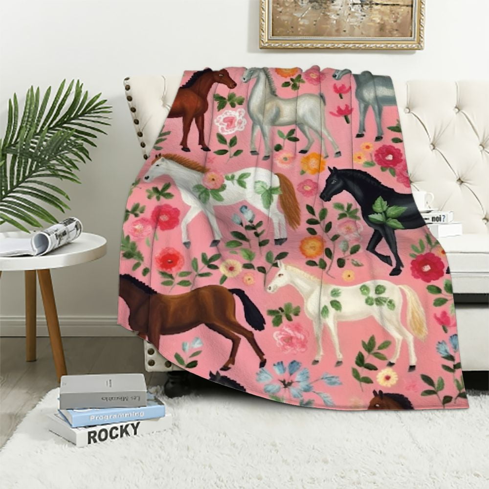 ARISTURING Horse Blanket Gift for Girls Women Cute Animal Horses Throw