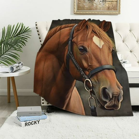 ARISTURING Horse Blanket Gifts for Women - Animals Horse Head Print Soft Warm Cozy Fuzzy Sherpa Throw for Teenagers Girls Boy Kids Adult Horse Lovers Present Decor Home Couch Chair Bed Sofa