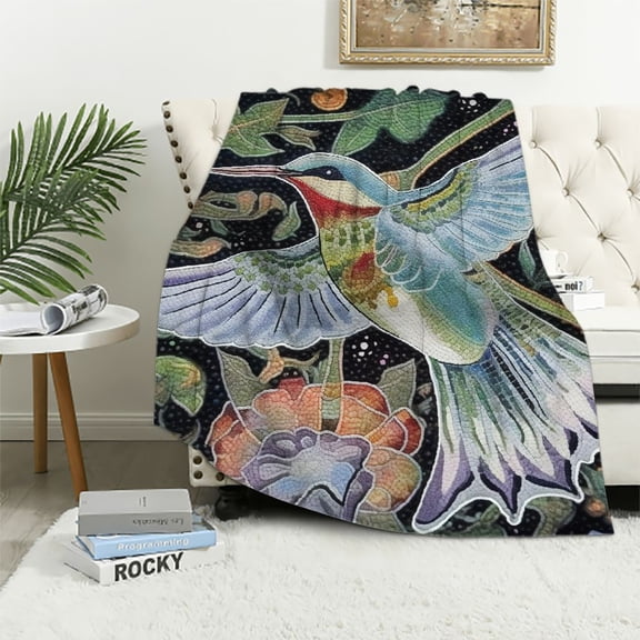 ARISTURING  Hummingbird Blanket - Animal Spirits Totem Throw Woven from Cotton