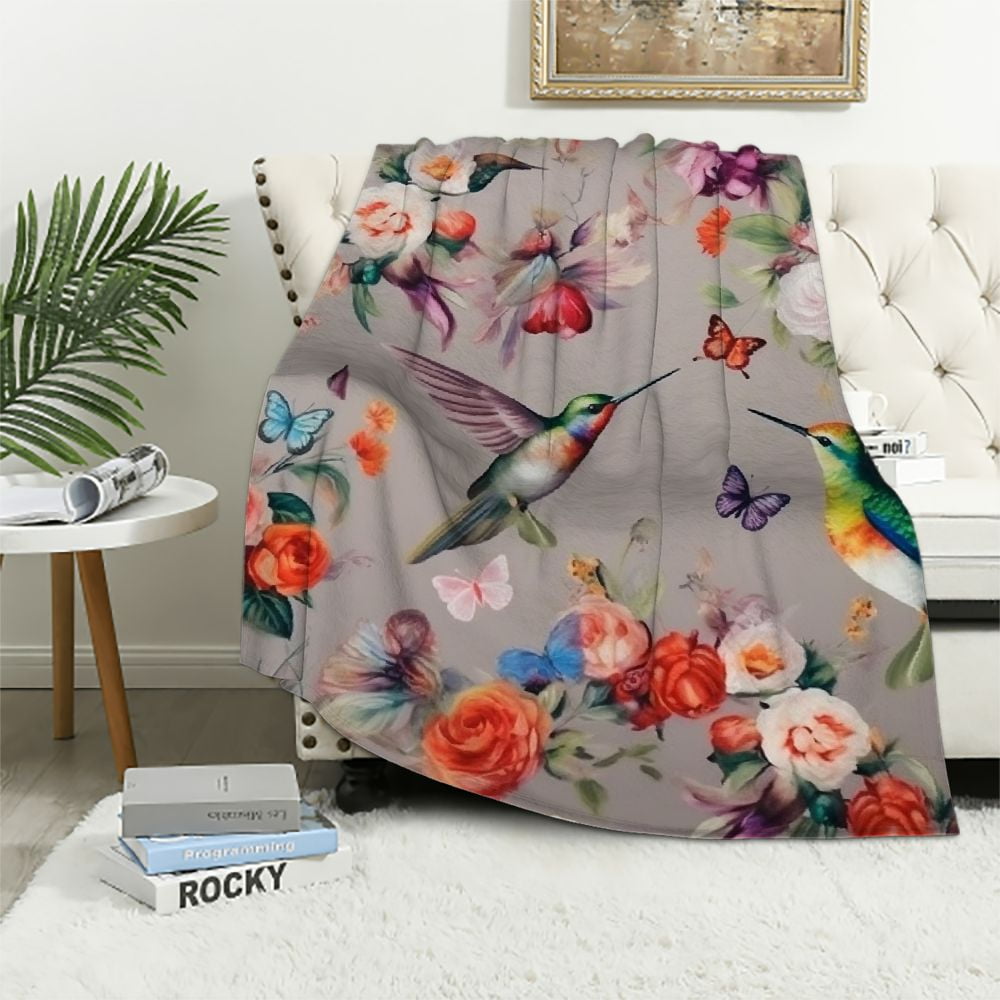 ARISTURING Hummingbird Throw Blanket Butterfly Hummingbirds Theme