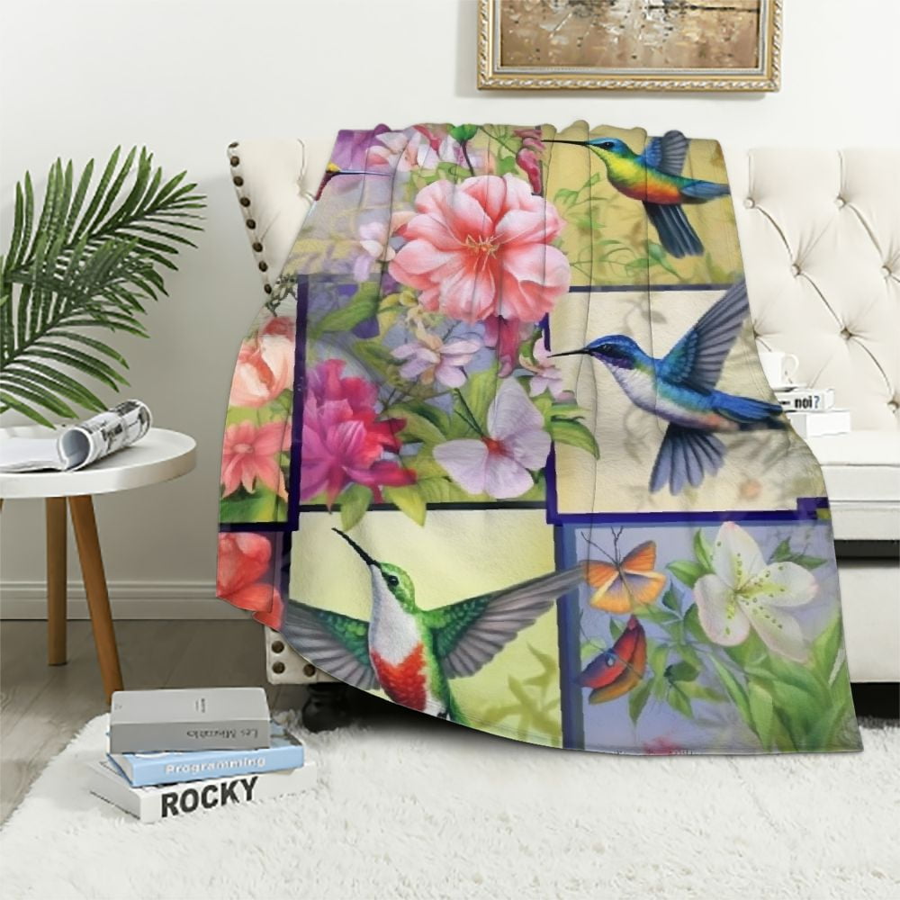 ARISTURING Hummingbirds Blanket for Girls Women Colorful Hummingbirds