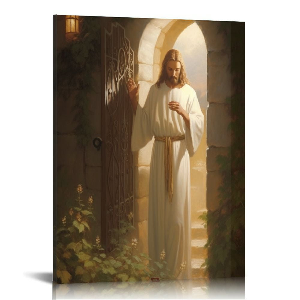 ARISTURING Jesus Christ Knocking At The Door Canvas Wall Art Print ...