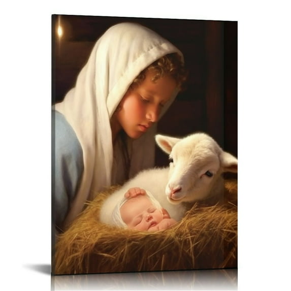 ARISTURING Jesus Paintings Canvas Wall Art Vintage Pictures of Jesus Christ for Wall Jesus Poster Nativity Canvas Wall Decor Modern Decorative for Bedroom Decorations Lamb Print Poster with Jesus