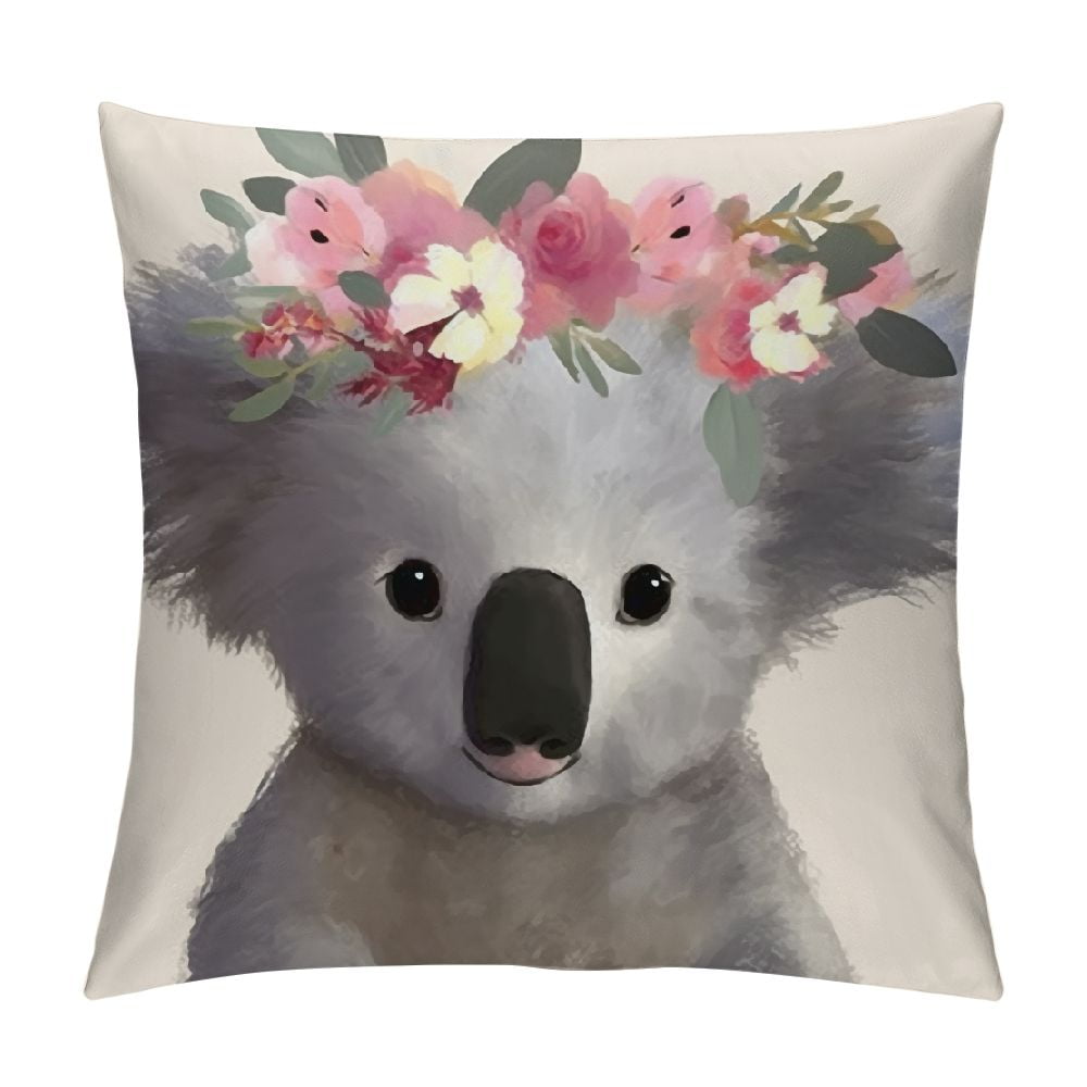ARISTURING Just A Girl Who Loves Koalas Throw Pillow Cover,Cute Floral