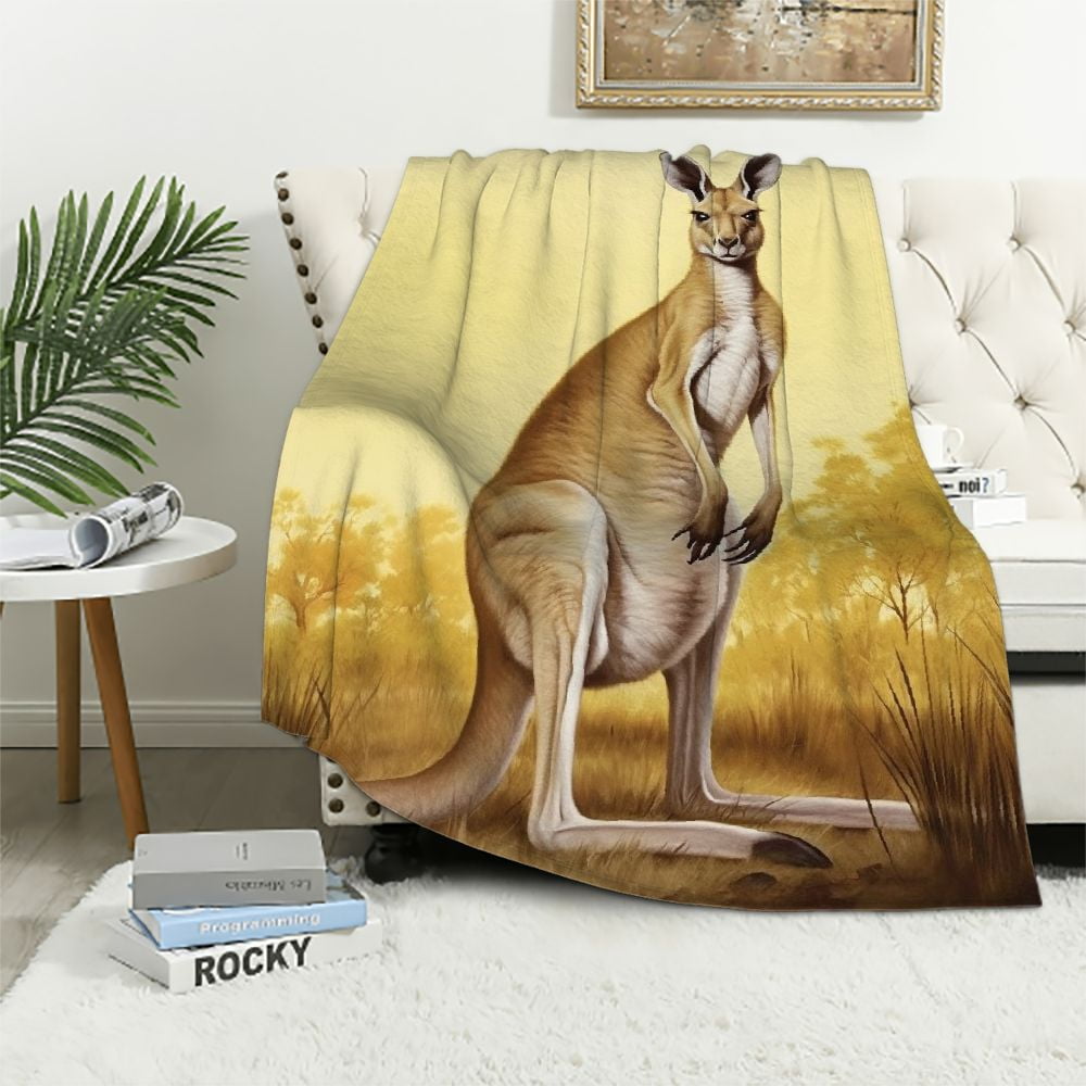 ARISTURING Kangaroo Blanket Australian Animal Blanket Soft Fuzzy Plush