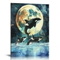 thumbnail image 1 of ARISTURING Killer Whale Wall Art Watercolor Painting Abstract Animal Wall Art Prints Marine Life Poster Wildlife Nature Artwork Framed for Bedroom Living Room Bathroom Decoration Ready to Hang, 1 of 5