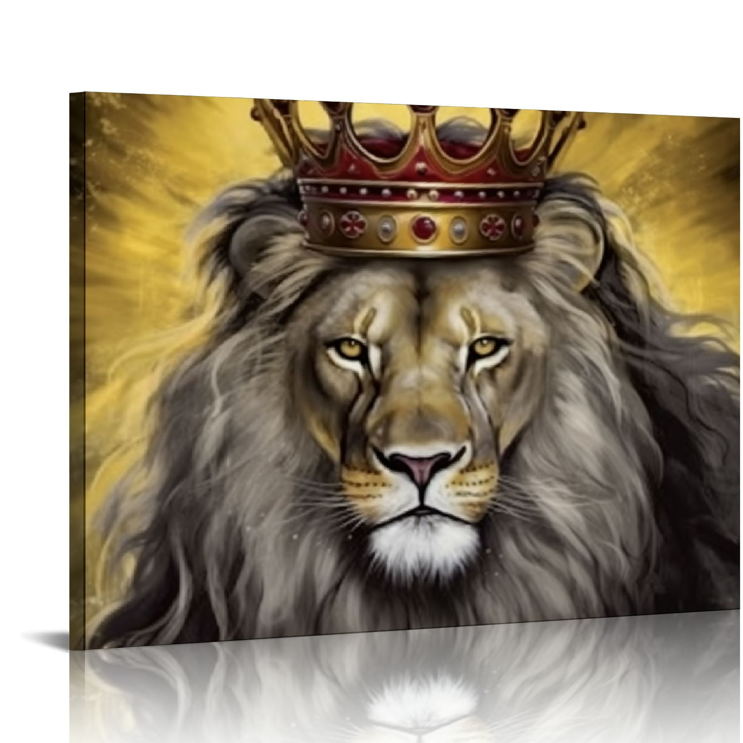 ARISTURING King Animal Lion and Lioness Canvas Wall Art Lion with Gold