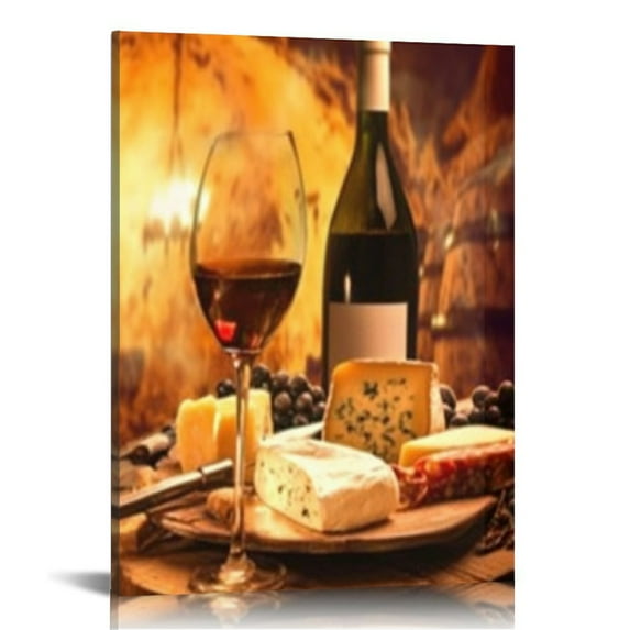 ARISTURING Kitchen wall decor Restoring ancient ways Still life Wine glass Wine barrel Canvas Prints Wall Art for Dining Room Bar Home Decorations restaurant posters 12x16 in