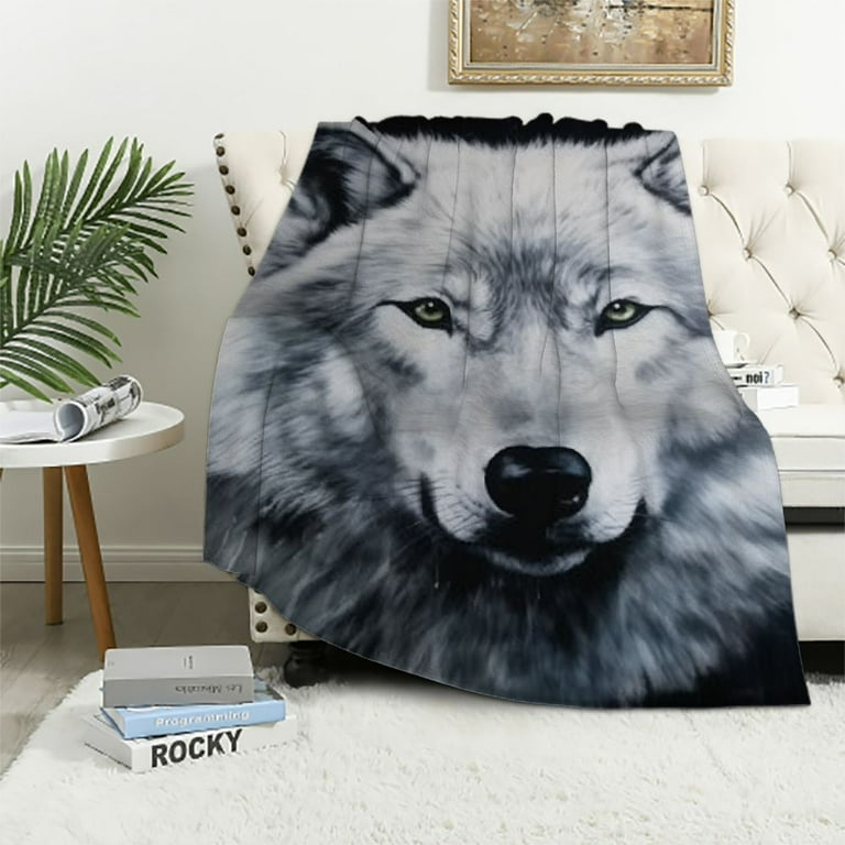 ARISTURING Korean Mink Blanket LB 2 Ply Reversible Fuzzy Silky Super Warm and Cozy Plush Soft Embossed Blanket Wolf Queen