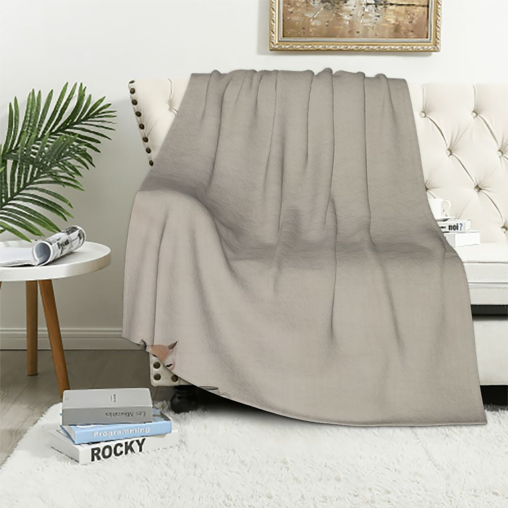 ARISTURING Lambs & Ivy Painted Forest Fox Coral Blanket Gray