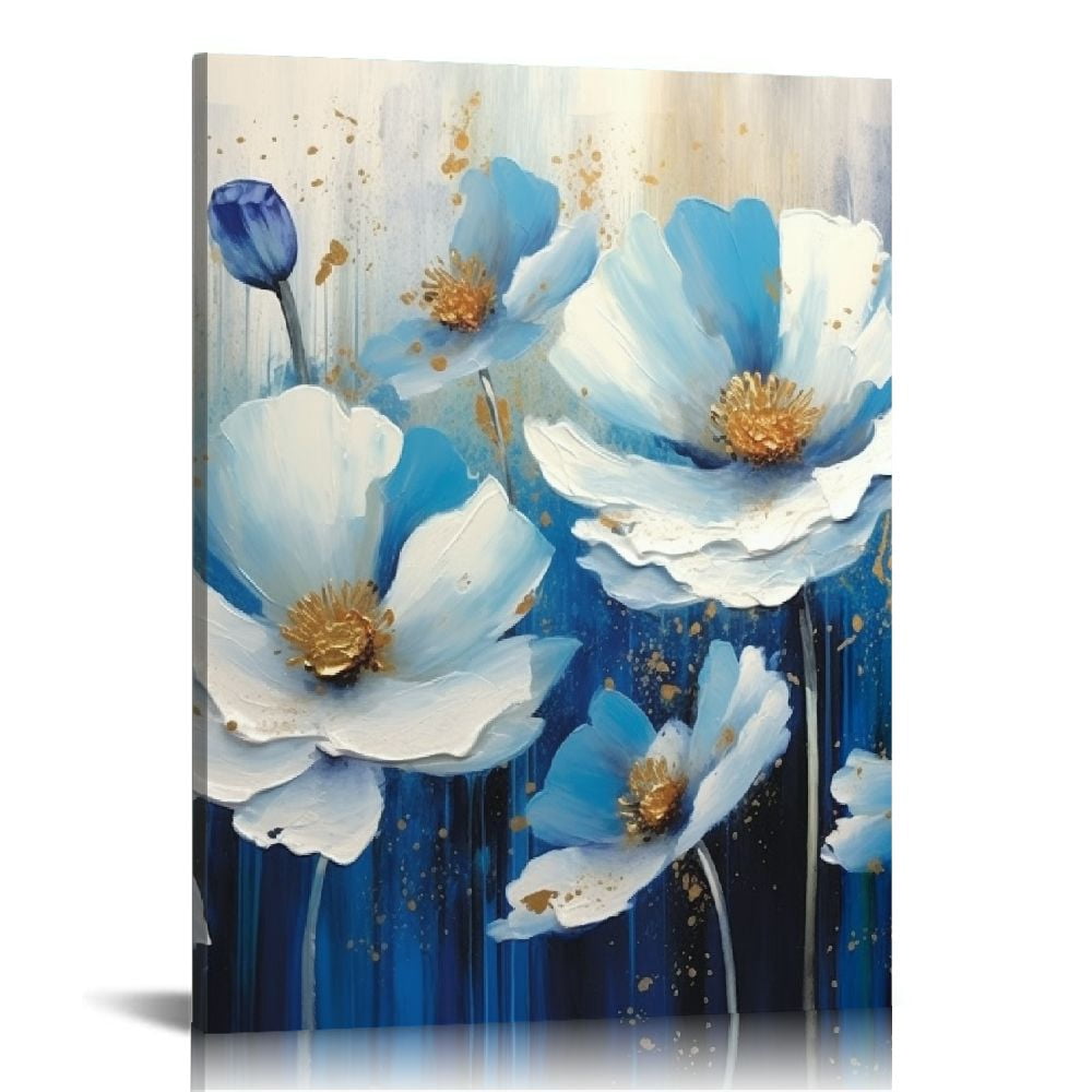 ARISTURING Large Canvas Wall Art for Living Room Bedroom Blue and White ...