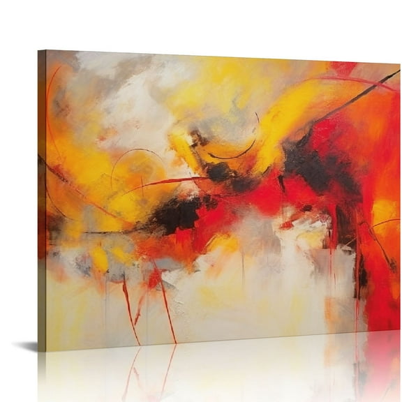 ARISTURING Large Texture Fantasy Burnt Orange Artwork for Wall Orange Abstract Aurora Canvas Painting Warm Color Home Décoration Living Room Wall Decor Framed