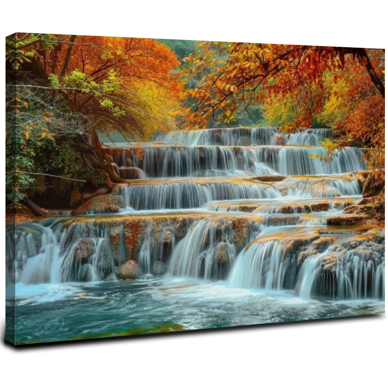 ARISTURING Large Wall Art Canvas Prints Waterfall In Deep Rain Forest ...