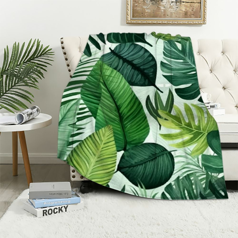 ARISTURING Leaf Blanket, Green Leaf Blanket Throw, Soft Lightweight