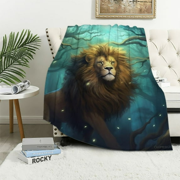 ARISTURING Lion Blanket Gift for Boys Blanket Lightweight Cozy 3D Printed Flannel for Lion Enthusiasts Kids Adults Gifts