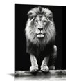 thumbnail image 1 of ARISTURING  - Lion Canvas Print,Portrait of Beautiful Lion in the Dark Wall Art Stretched Wood Frame,Black and White Animal Canvas Pictures for Living Room Decoration,Ready to Hang, 1 of 4