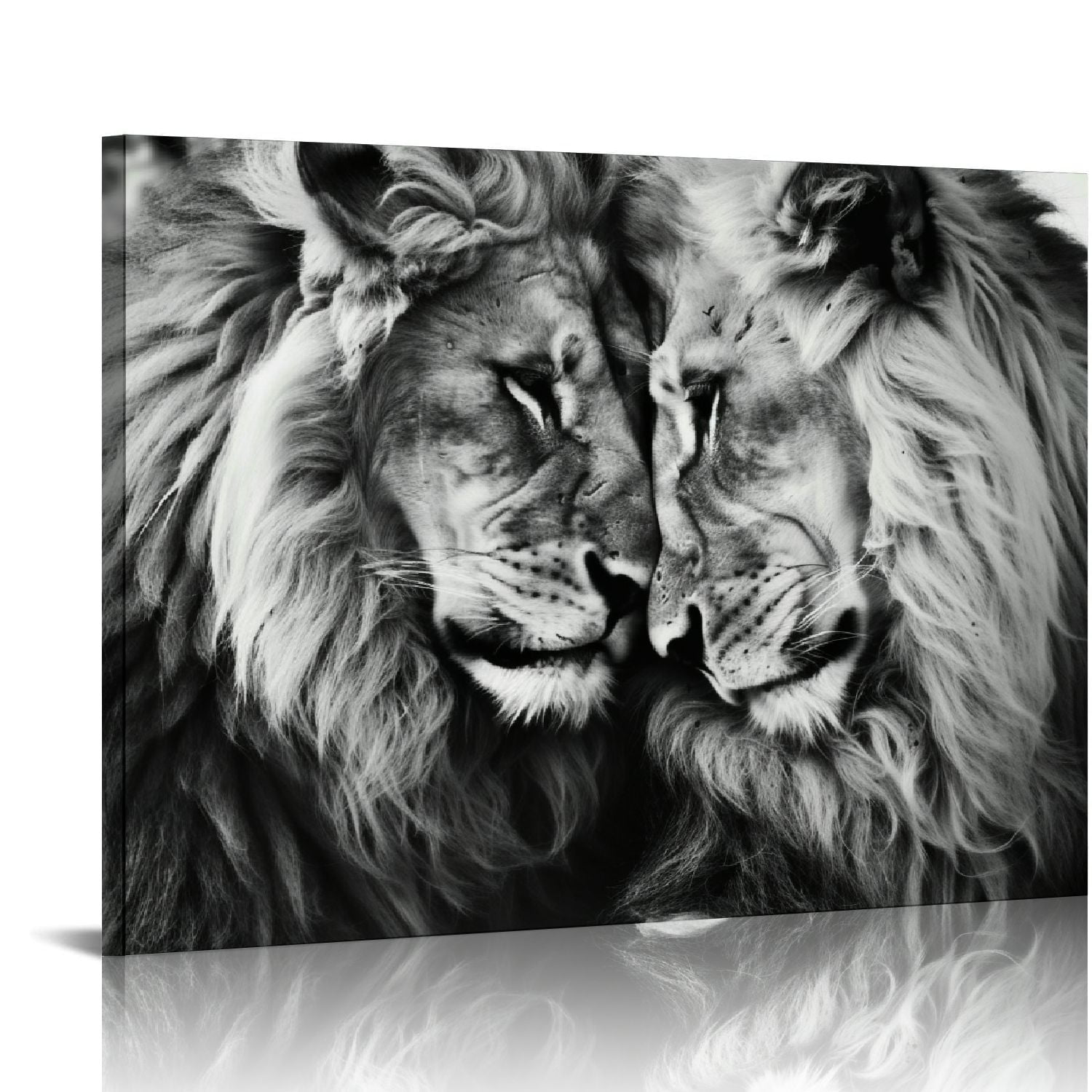 ARISTURING Lion and Lioness Canvas Wall Art Black and White Animals Couple Pictures Prints