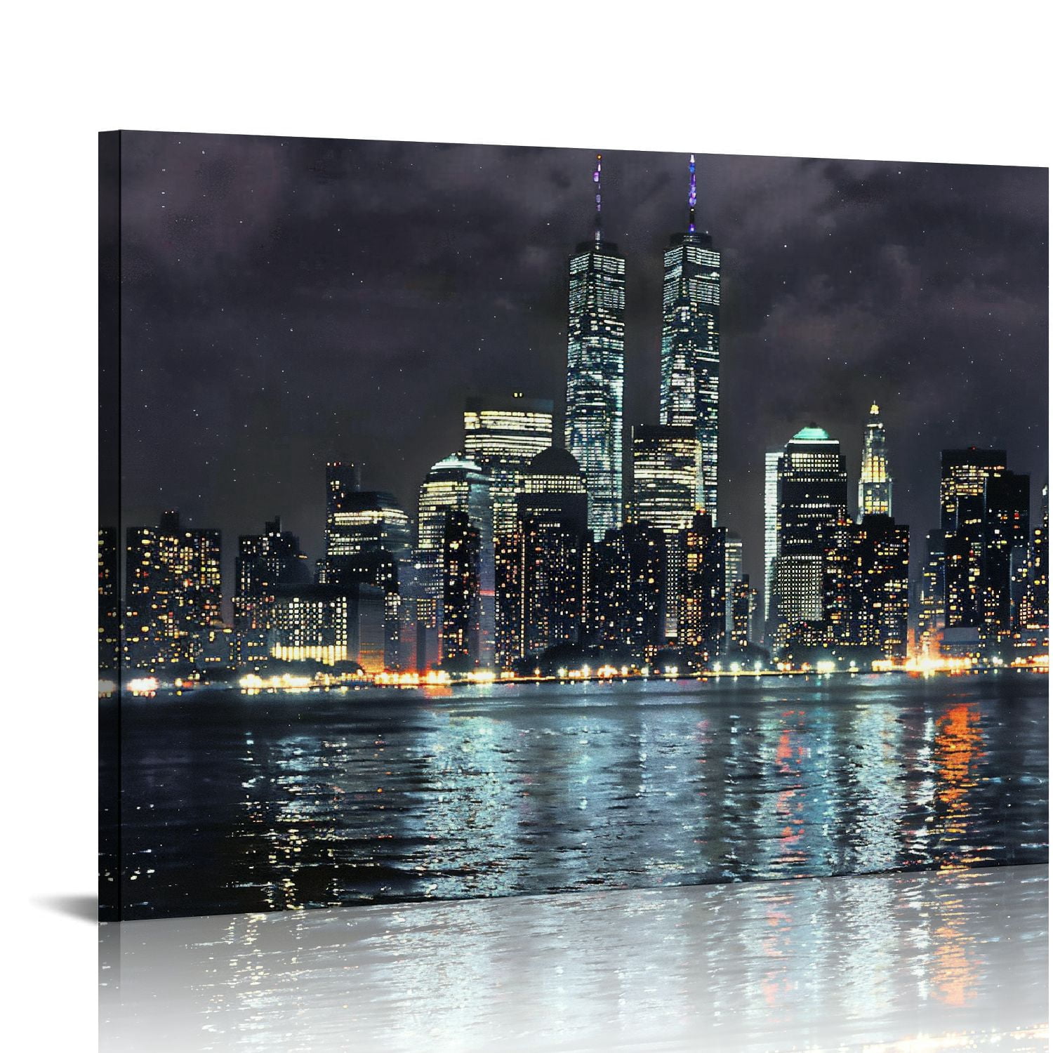 Jiayy Living Room New York Pictures Wall Art Black and White City Night ...