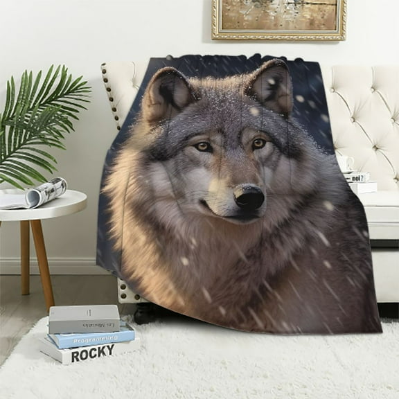 ARISTURING Lone Wolf Blanket for Bed, Queen Size Wolf Throw Blanket for Women, Men and Kids - Super Soft Plush Wolf Blanket Throw Animal Print Blanket, Blanket for Kids