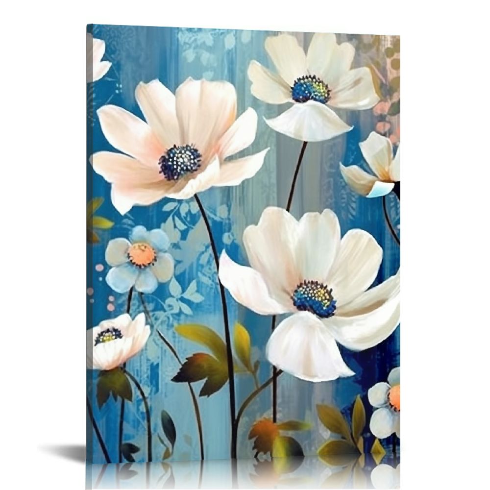 ARISTURING Lotus Flower Canvas Wall Art for Living Room White and ...