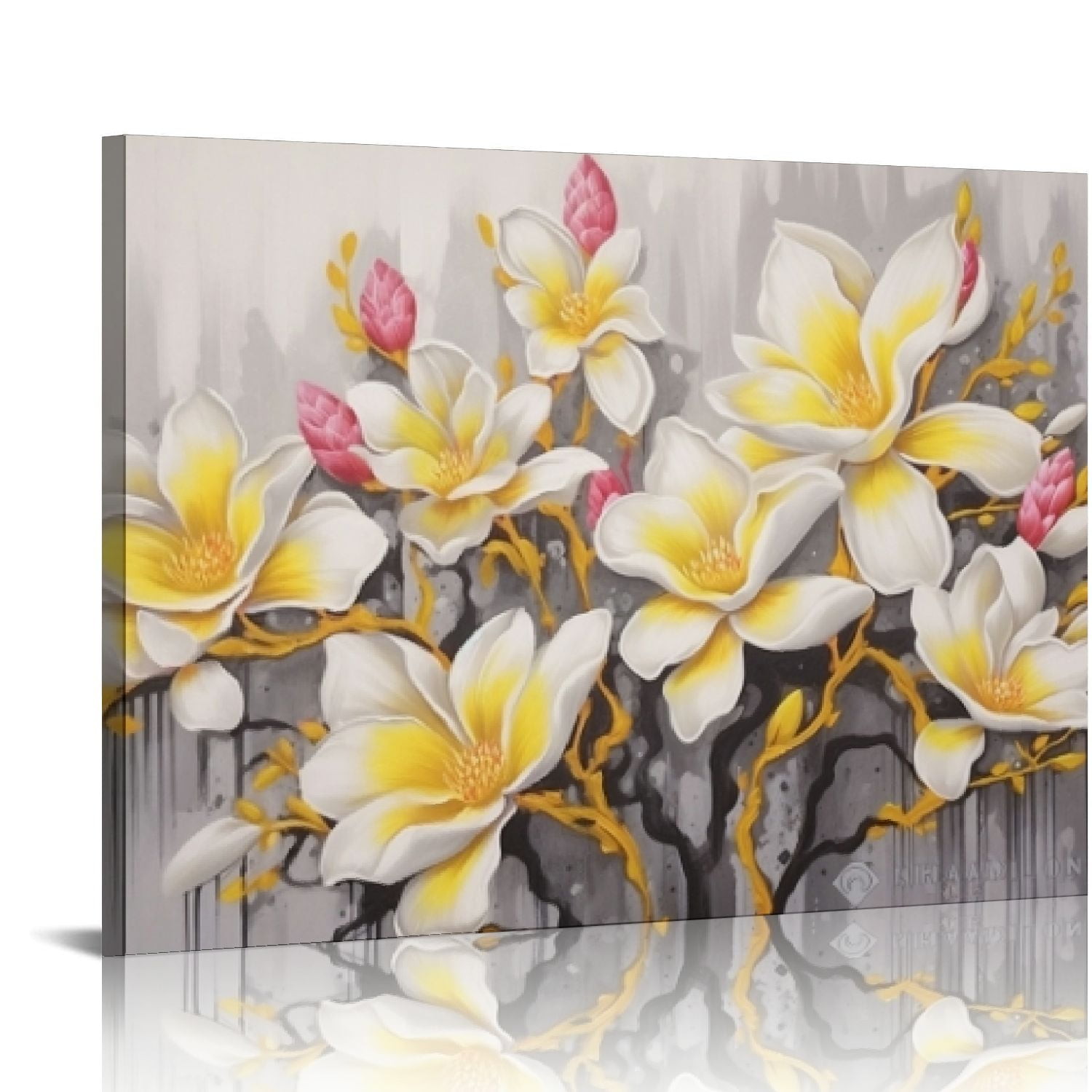 Jade Blossoms - Magnolia Floral Abstract Wall Art Painting