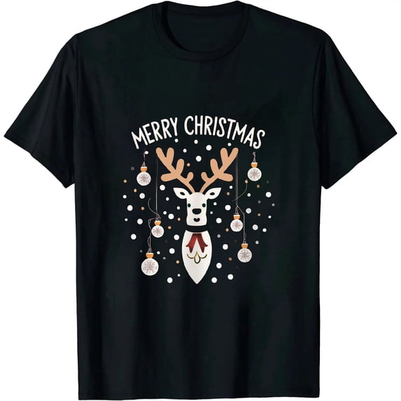 ARISTURING Merry Christmas Reindeer Xmas Family Men Women T-Shirt