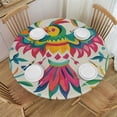 thumbnail image 1 of HENGT Mexican Otomi Birds Floral Round Tablecloth Circular Table Cloths Cover Washable Polyester Tabletop Runner for Kitchen Party Picnic Dining Decor White, 1 of 7