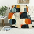 thumbnail image 1 of ARISTURING Mid Century Modern Throw Blanket | Fuzzy, Soft, Warm, Cozy, Reversible Blanke Retro Orange Blue Abstract Geometry Blanket for Bed Couch Sofa Chair Travel, 1 of 6