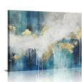 thumbnail image 1 of ARISTURING  Modern Abstract Canvas Wall Art: Contemporary Bedroom Living Room Artwork Teal Blue  Print Gold Textured Picture for Home Office Decor, 1 of 4