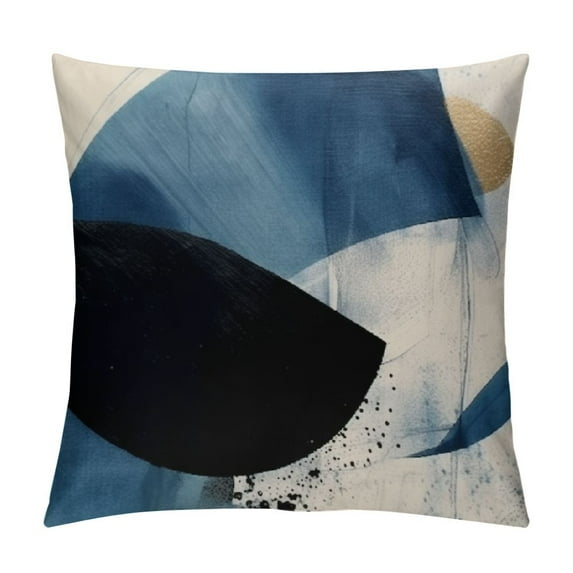 ARISTURING  Modern Abstract Geometric Navy Blue Gold Watercolor Marble Print Art Home Bedroom Decorations Soft Throw Pillow Cover, Minimalist Drawing Boho Pillow Case Pillowcase,
