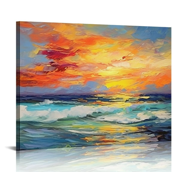 ARISTURING Modern Colorful Wall Art Abstract Paintings Sky Blue and Orange Canvas Art Prints Posters Home Decorative Artwork