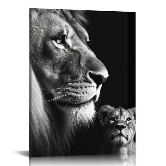 ARISTURING Modern Lion Lioness Black and White Pictures Lion Portrait Wall Art Painting Pictures Print Canvas Animal for Bedroom Living Room Office Wall Decor Home Decoration Ready to Hang