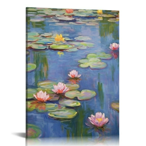ARISTURING Monet Canvas Wall Art, Water Lilies 1916 By Claude Monet Giclee Prints Canvas Wall Art Poster, 16x20 Inch , Claude Monet Impressionism Wall Art for Living Room Bedroom Bathroom Wall Decor