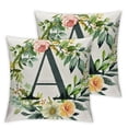 thumbnail image 1 of Jiayy Monogram Letter A Throw Pillow Covers Floral , Greenery Spring Pillows Decorative Throw Pillows Pillowcase Summer Farmhouse, Family Last Name Initial Pillow Case 12x12in, 1 of 7