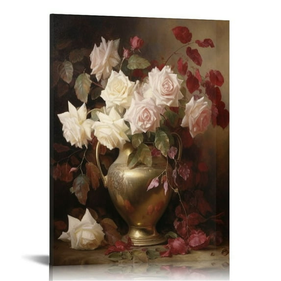 ARISTURING Moody Flower Prints - Vintage Dark Wall Art, Dark Academia Print Artwork - Vintage Floral Painting Colorful Plant Canvas Dark Floral Poster, Moody Floral Wall Art for Living Room