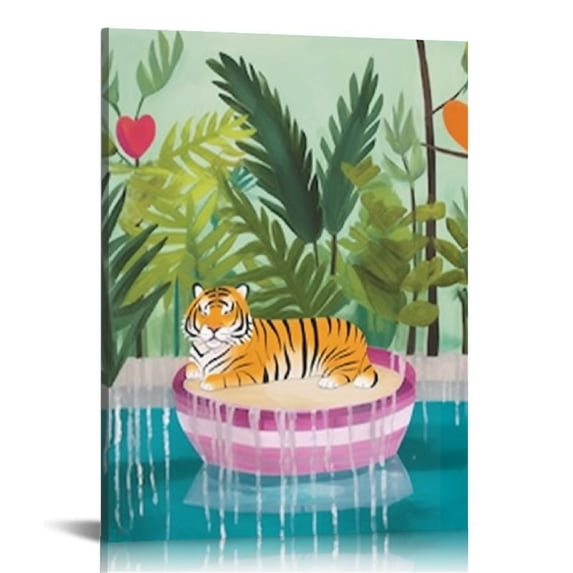 ARISTURING Moroccan Jungle Animal Wall Art Print - Leopard Tiger Bear Elephant Sloth Canvas Print - Forest Animal Tropical Plant Artwork for Kids Bedroom Decor.