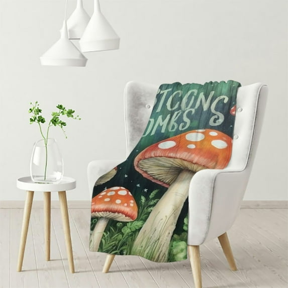 ARISTURING Mushroom Blanket, Mushroom Gifts for Mushroom Lovers, Throw Blanket, Gifts for Family, Friends, Flannel Plush Blanket - Green