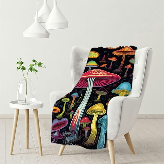 ARISTURING Mushroom Blanket for Girls Women Colorful Mushroom Throw Blanket Ultra Soft Cozy Bedding Blanket for Men Couch Sofa Mushroom Lover Gifts