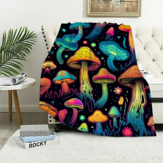 ARISTURING Mushroom Blanket for Kids Adults Lightweight Flannel Throw Blanket for Sofa Couch Living Room Bed Gift Ultra Soft Summer