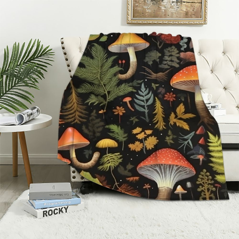 Sherpa Mushroom Cabin Blanket For Couch