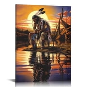 ARISTURING Native American Tribal Feathers Poster Canvas Print Painting Picture Wall Art Home Hallway Bedroom Living Room Decor