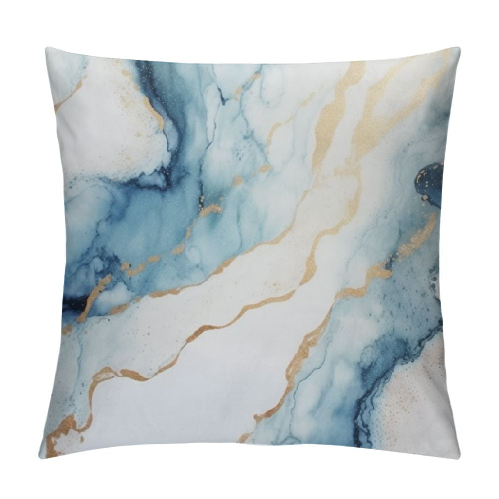 HENGT Navy Blue Gold Decorative Throw Pillows Covers Marble Outdoor