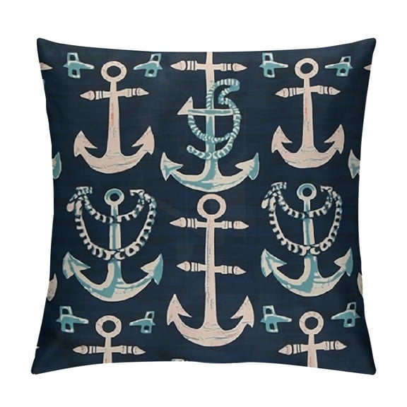ARISTURING  Navy Blue Nautical Ocean Starfish Coral Seahorse Anchor Throw Pillow Covers, Ocean Nautical Gifts, Sea Animal Pillow Cases  Home Ship Sofa Decor
