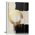 thumbnail image 1 of ARISTURING Neutral Wall Art Black and Beige Poster Gold Foil Canvas Painting Geometric Abstract Art Print Black and Beige Canvas Wall Art Black and Gold Abstract Poster Extra Abstract Wall Art, 1 of 4