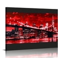 thumbnail image 1 of ARISTURING  New York City Wall Art Canvas Black and White Red Brooklyn Bridge Night Skyline Picture Photo Prints Modern Cityscape Poster Painting 16x12in, 1 of 6