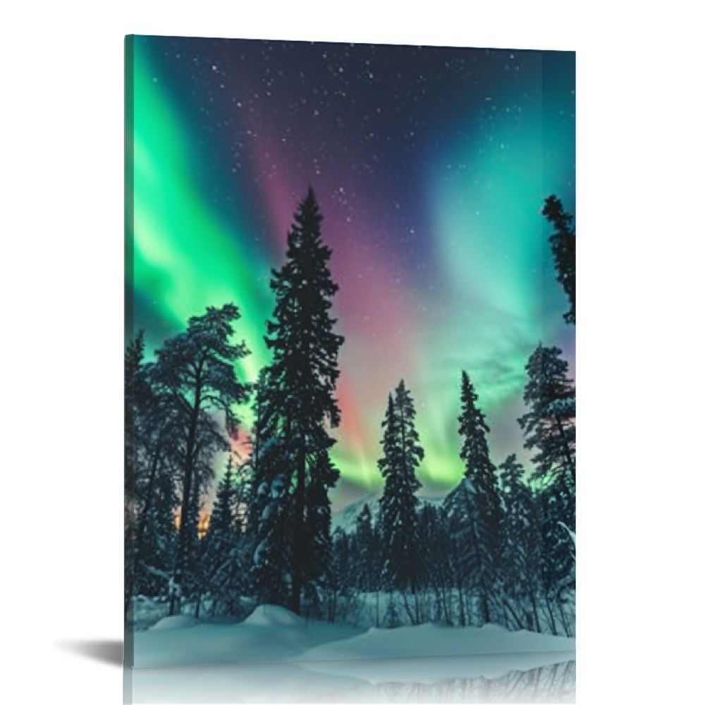 HENGT Northern Lights Canvas Print Norway Nature Green Aurora Borealis