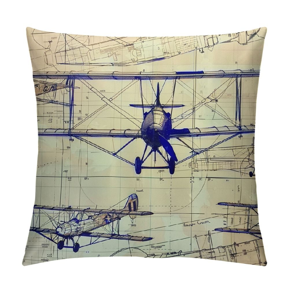 ARISTURING Old Airplanes Throw Pillows Covers Vintage Military Planes