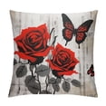 thumbnail image 1 of ARISTURING Ombre Watercolor Throw Pillow Covers for Girls Women,Blue Grey Oil Painting Pillow Covers,Rustic Rose Butterfly Floral Cushion Cases,Couples Anniversary Square Pillow Cases Office Decor, 1 of 5